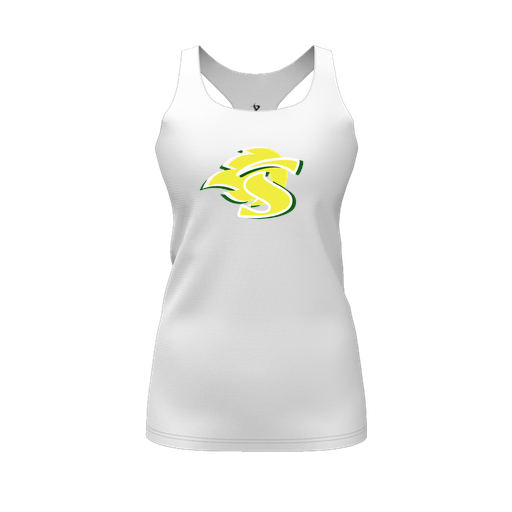 [FT0TRBWH-FYS-LOGO1] Decker Racerback Tank Top (Female Youth S, White, Logo 1)