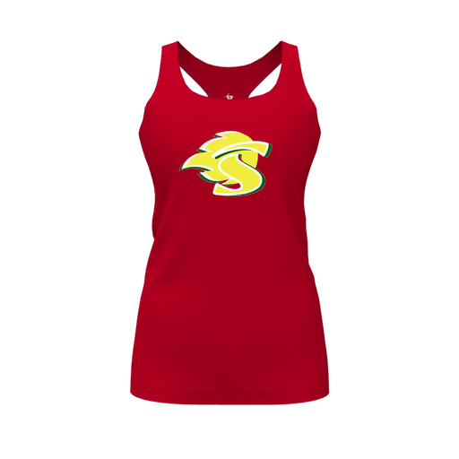 [CUS-DFW-RCBK-PER-RED-FYS-LOGO1] Decker Racerback Tank Top (Female Youth S, Red, Logo 1)