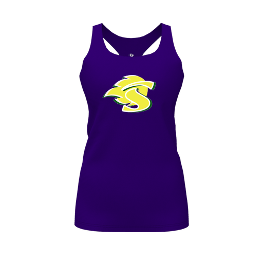 [CUS-DFW-RCBK-PER-PUR-FYS-LOGO1] Racerback Tank Top (Female Youth S, Purple, Logo 1)