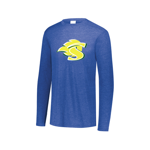 [3075.U55.XS-LOGO1] Decker Men's Tri-Blend T-Shirt - Long Sleeve (Adult XS, Royal, Logo 1)