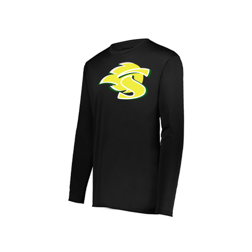 [222823.080.S-LOGO1] Youth LS Smooth Sport Shirt (Youth S, Black, Logo 1)
