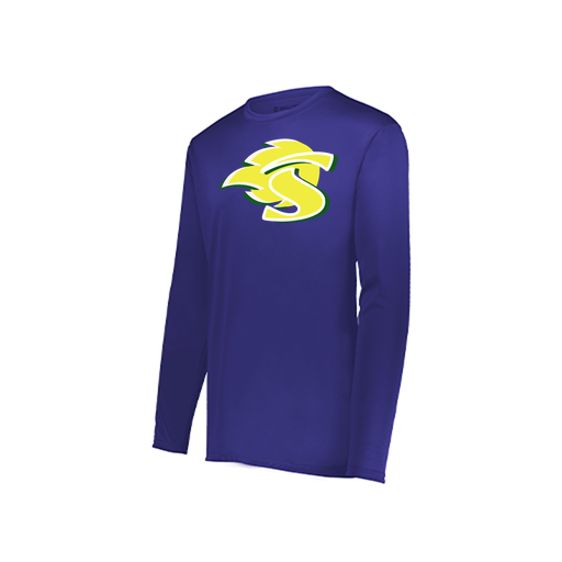 [222823.747.S-LOGO1] Youth LS Smooth Sport Shirt (Youth S, Purple, Logo 1)