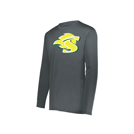 [222823.059.S-LOGO1] Youth LS Smooth Sport Shirt (Youth S, Gray, Logo 1)