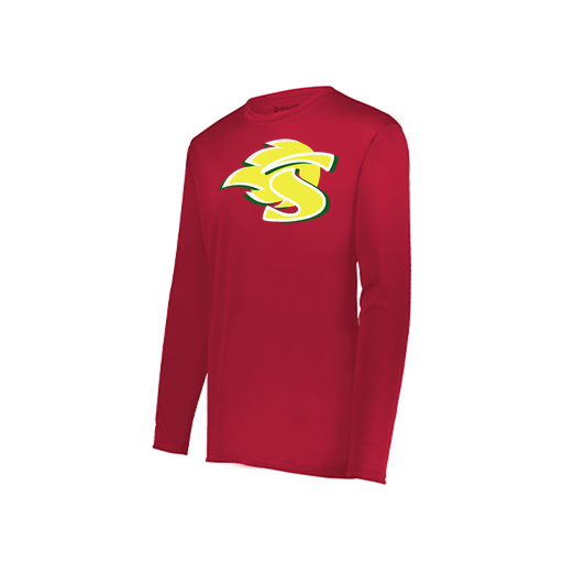 [222823.083.S-LOGO1] Youth LS Smooth Sport Shirt (Youth S, Red, Logo 1)