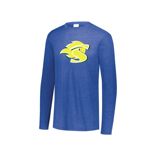 [FTLCUBRY-YS-LOGO1] Decker Youth Tri-Blend T-Shirt - Long Sleeve (Youth S, Royal, Logo 1)