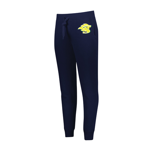 [229748.065.XS-LOGO1] Ladies 60/40 Fleece Jogger (Female Adult XS, Navy, Logo 1)
