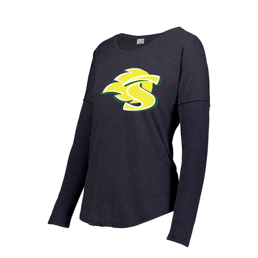 [3077.72N.XS-LOGO1] Ladies LS Ultra-blend T-Shirt (Female Adult XS, Navy, Logo 1)