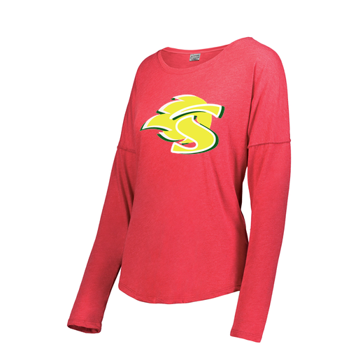 [3077.V96.XS-LOGO1] Ladies LS Ultra-blend T-Shirt (Female Adult XS, Red, Logo 1)